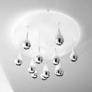 Plafondlamp Pioggia, wit, chroom, Ø 50 cm H 33 cm