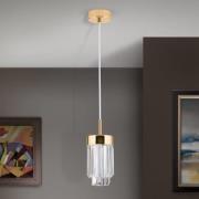 LED hanglamp Prism, kristalglas, Ø10cm, goud