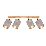 Plafondspot Stofa met sterdecoratie, taupe 4-lamps