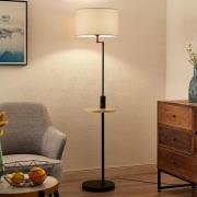 Lindby vloerlamp Zinia, zwart, plank, USB-aansluiting
