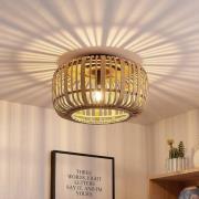 Lindby Canyana plafondlamp, naturel, rotan, Ø 40 cm