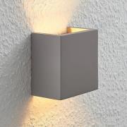Beton-wandlamp Smira in grijs, 12,5 x 12,5 cm