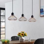 Lindby Metehan hanglamp, 3-lamps, koper