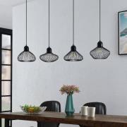 Lindby Raelyn hanglamp, 4-lamps, zwart
