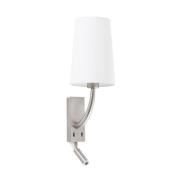 Rem wandlamp met LED leeslamp, wit/nikkel