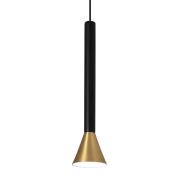 Cilindrische LED hanglamp Danka in goud satijn