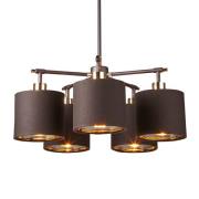 Balance - hanglamp in bruin messing met 5 lampen