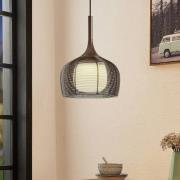 Lucande Tetira hanglamp, 1-lamp, 30 cm, bruin