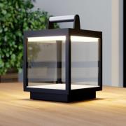 Lucande LED oplaadbare tafellamp Cube, aluminium, IP54, dimbaar