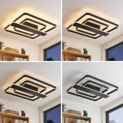 Lucande Linetti LED plafondlamp hoekig zwart 70cm