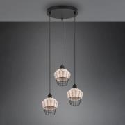 Hanglamp Borka, 3-lamps, rondel, natuur