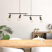 Hanglamp Lurone, zwart, 4-lamps