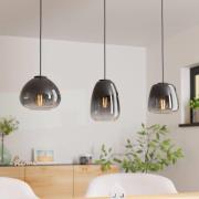 Aguilares hanglamp, gerookt glas, 3-lamps, lineair