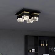 Barrancas plafondlamp, zwart/goud, kristalglas