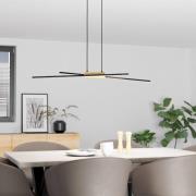 Panagria LED hanglamp, zwart met houten detail