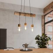 Envostar Terra hanglamp, donkere houten balk, 3-lamps