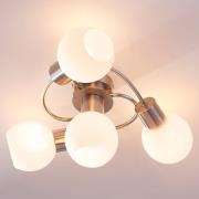 Lindby plafondlamp Ciala, 4-lamps, nikkelkleurig, glas