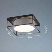 Carre plafondlamp 50x50cm stoffen kap grijs