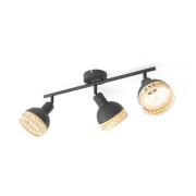 Lindby Lonnaris spot, rotan, 3-lamps, langwerpig