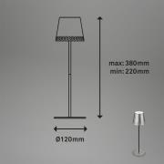 LED tafellamp Kiki met oplaadbare batterij 3.000K antiek zilver