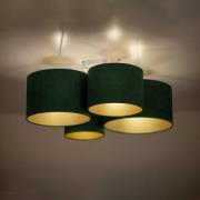 Euluna Lodge plafondlamp, 4-lamps, groen/goud