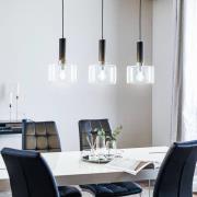 Hanglamp Viva, helder/zwart/chroom, 3-lamps
