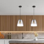 Hanglamp Miro 1-lamp Glas rookgrijs/helder Ø20cm