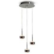 Puk Drop Trio hanglamp, mat chroom, 3-lamps G9