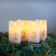 LED kaars Sara Advent 4st hoogte 12,5cm wit/goud