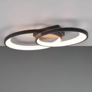 LED plafondlamp Malaga met 2 ringen, zwart