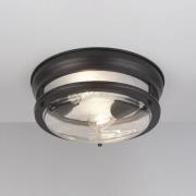 Glasgow plafondlamp met glazen kap, IP44 zwart