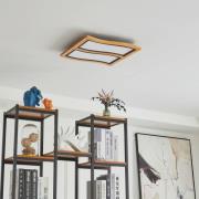 Lucande plafondlamp Joren, 48 cm lang, hout, 2-lamps