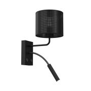 Wandlamp Jovin 1-lamp met spot zwart