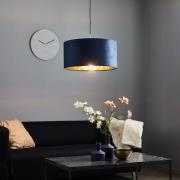Hanglamp Salina zijde stof blauw/goud Ø 50cm