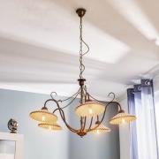 Hanglamp Rosina 5-lamps lichtroze/brons