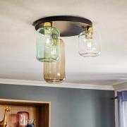 Marco Groen plafondlamp, 3-lamps helder/groen/bruin