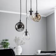 Glassy hanglamp, 4-lamps, zwart, grafiet/amber/helder, E14