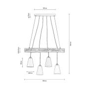 Hanglamp Como, 4-lamps, walnoot