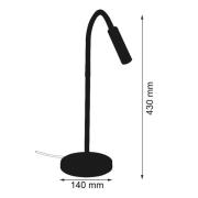 LED tafellamp Rocco nikkel mat flexibele arm zwart