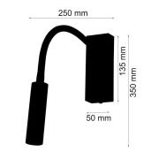 Rocco LED wandlamp, mat nikkel Flexarm rood