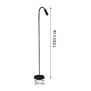 LED vloerlamp Rocco, mat zwart flexibele arm grijs