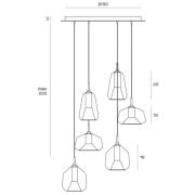 Hanglamp X-Ray, 6-lamps, goud/brons/koper