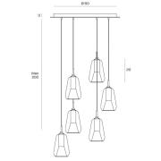 Hanglamp X-Ray, 6-lamps, glas Ø 14cm brons