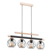 Trendy Basket hanglamp van hout, 4-lamps