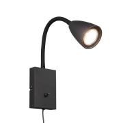 Wandlamp Wanda met stekker, mat zwart