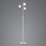 Mila LED vloerlamp, nikkel/opaal glas, 3-lamps