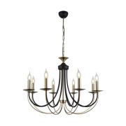 Kroonluchter Ferra, antiek messing, 8-lamps