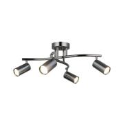 Plafondspot Spotte, zwart-chroom, 4-lamps