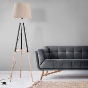 Vloerlamp Vaio Nature driepoot houten frame, beige