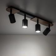 Plafondspot Cover Wood, notenhout, 4-lamps